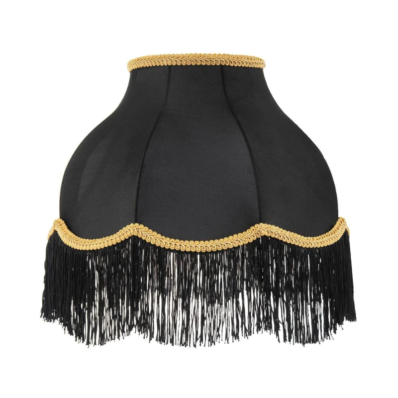 Image of Happy Homewares Classic Chic Victorian Style Lamp Shade in Black Elasticated Fabric Size: 14" Black Unisex 14"