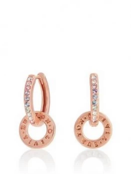 Image of Olivia Burton Rose Gold Rainbow Interlink Huggie Hoops
