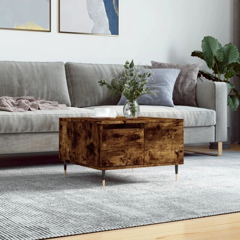 Image of Vidaxl Coffee Table Smoked Oak 55X55X36.5cm Engineered Wood, Brown 830753