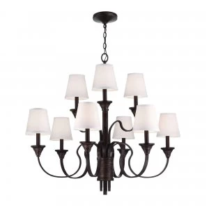 Image of 9 Light Multi Arm Chandelier Weathered Brass, Bronze Finish, E14