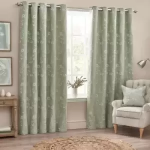 Image of Sophia Room Darkening Eyelet Curtains Sage, Sage / 229 x 183cm