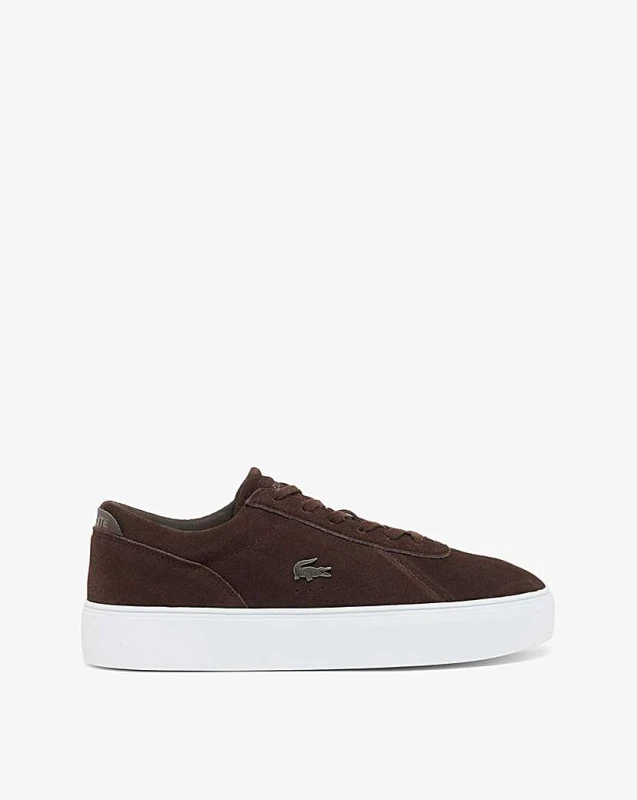 Image of Lacoste Lacoste Court Set Suede Trainer Dark Brown - Lacoste - Size: 9 Dark Brown Male 9 LA30503