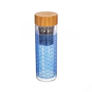 Image of Sass & Belle Blue Wave Glass Water Bottle