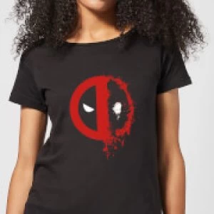 Image of Marvel Deadpool Split Splat Logo Womens T-Shirt - Black