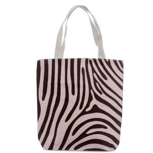 Image of Wild Life Zebra Print Cotton Bag with Zip and Lining