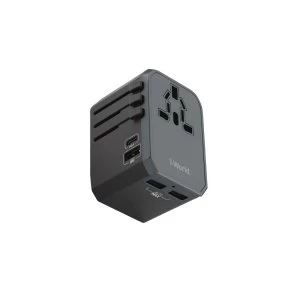 Image of Momax UA7UK 1-World AC Travel Adapter (Type-C PD + 3 USB-A) - Space Grey