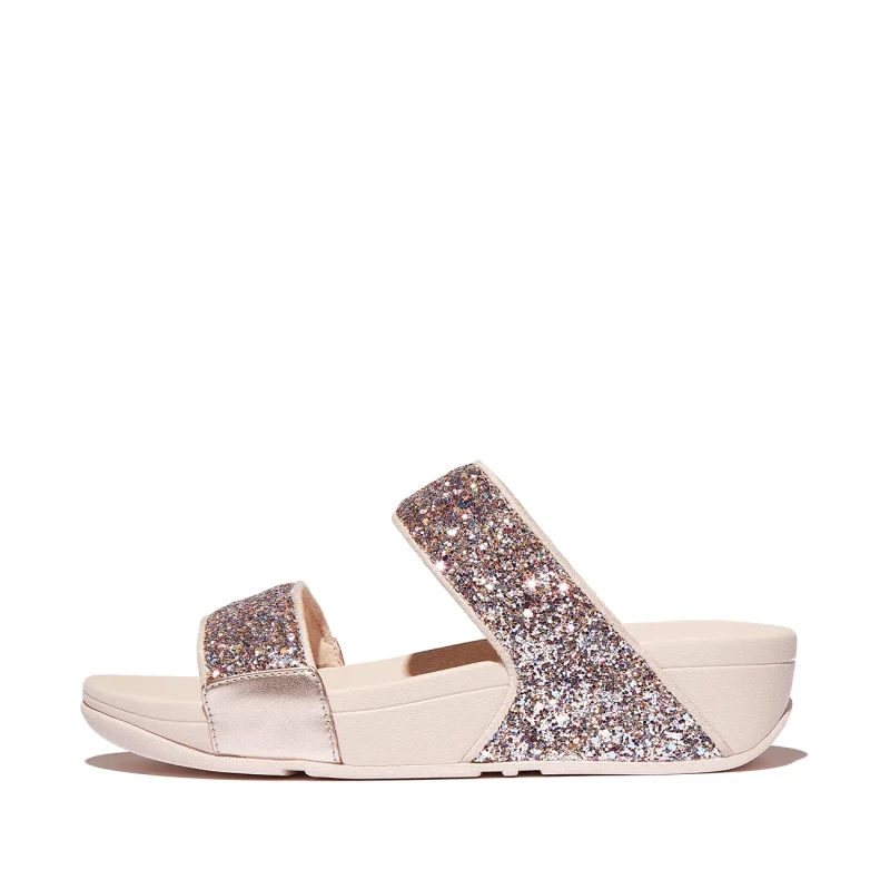 Image of FitFlop Lulu 2 Bar Glitter Sandal Rose