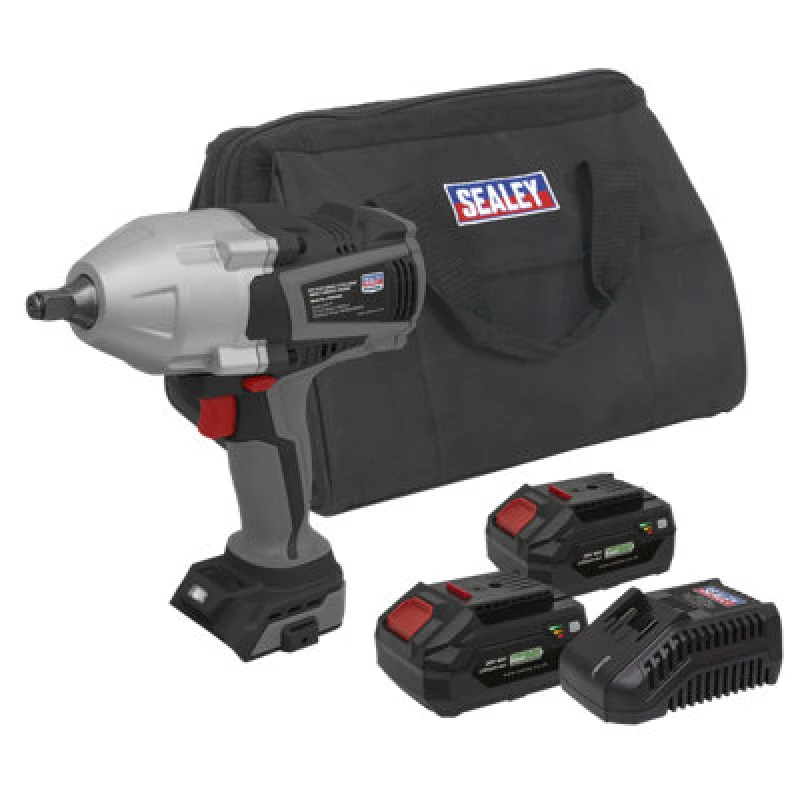 Image of Sealey CP20VXIW SV20 20v Cordless 1/2" Drive Impact Wrench CP20VXIWKIT1 Batteries: 2 x 4ah Li-ion