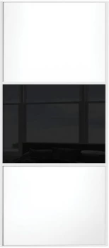 Image of Wickes Sliding Wardrobe Door Wideline White Panel and Black Glass - 2220 x 610mm