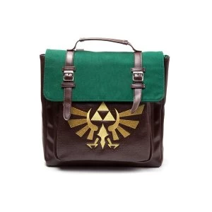 Image of Nintendo Legend of Zelda Golden Embroidered Hylian Royal Crest Emblem with Embossed Triforce Emblem Pattern Backpack