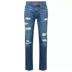 Image of Hugo 708 Rip Slim Jeans - Green