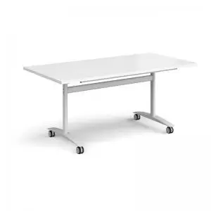 Image of Rectangular deluxe fliptop meeting table with white frame 1600mm x