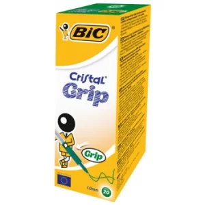 Image of BiC Medium Cristal Pen with Grip Green Pack 20