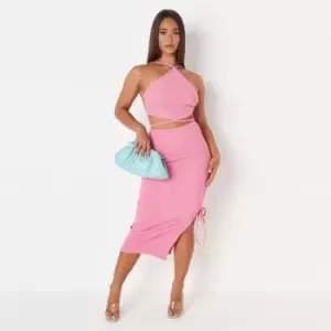 Image of Missguided Lace Up Skirt Set - Pink