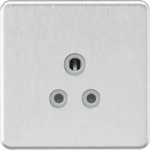 Image of MLA Knightsbridge 5A Unswitched Round Socket Brushed Chrome W/Grey Insert - SF5ABCG