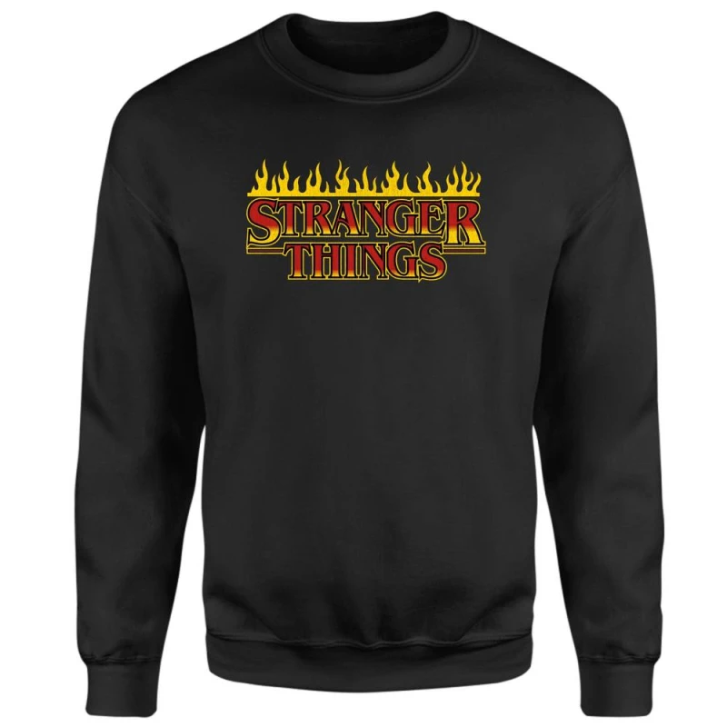 Image of Stranger Things Flames Logo Sweatshirt - Black - XXL