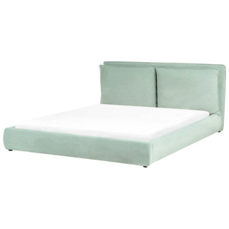 Image of Beliani Bed Velvet Bajonna 180 X 200 Cm (Eu Super King) Mint Green