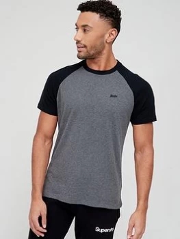 Image of Superdry Vintage Baseball T-Shirt - Grey/Black , Grey/Black, Size L, Men