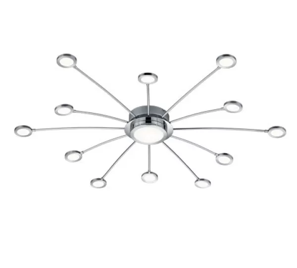 Image of Bodrum Modern 12 Light Multi Arm Semi Flush Ceiling Lamp Chrome 3000-6500K Remote control