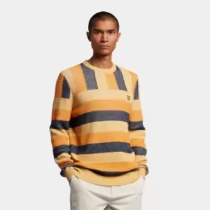 Image of Mens Summer Fairisle Artisan Crew Knit - Gold Haze - L