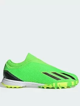 Image of adidas JUNIOR X LACELESS SPEED FORM.3 ASTRO TURF FOOTBALL BOOT, Green, Size 2