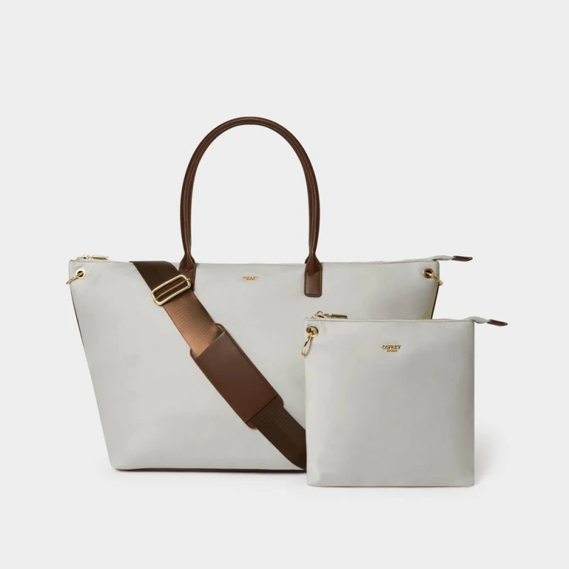 Image of OSPREY LONDON Womens The Voyage Nylon Weekender Bag in Light Grey Light Grey Female One Size