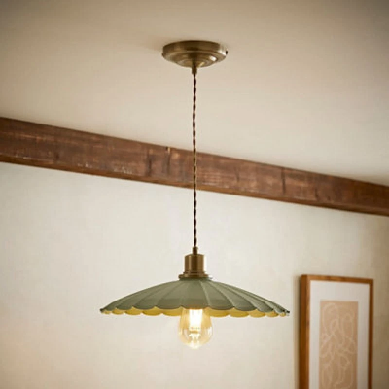 Image of Valuelights Holborn Moss Green Scallop Pendant Ceiling Light