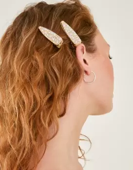 Image of Accessorize Womens Pearl and Diamante Encrusted Hair Clips Set of Two, Size: 6cm