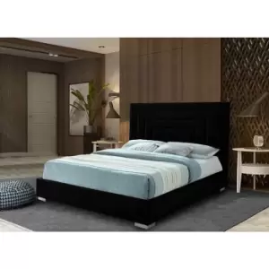 Image of Lisso Bed Small Double Plush Velvet Black
