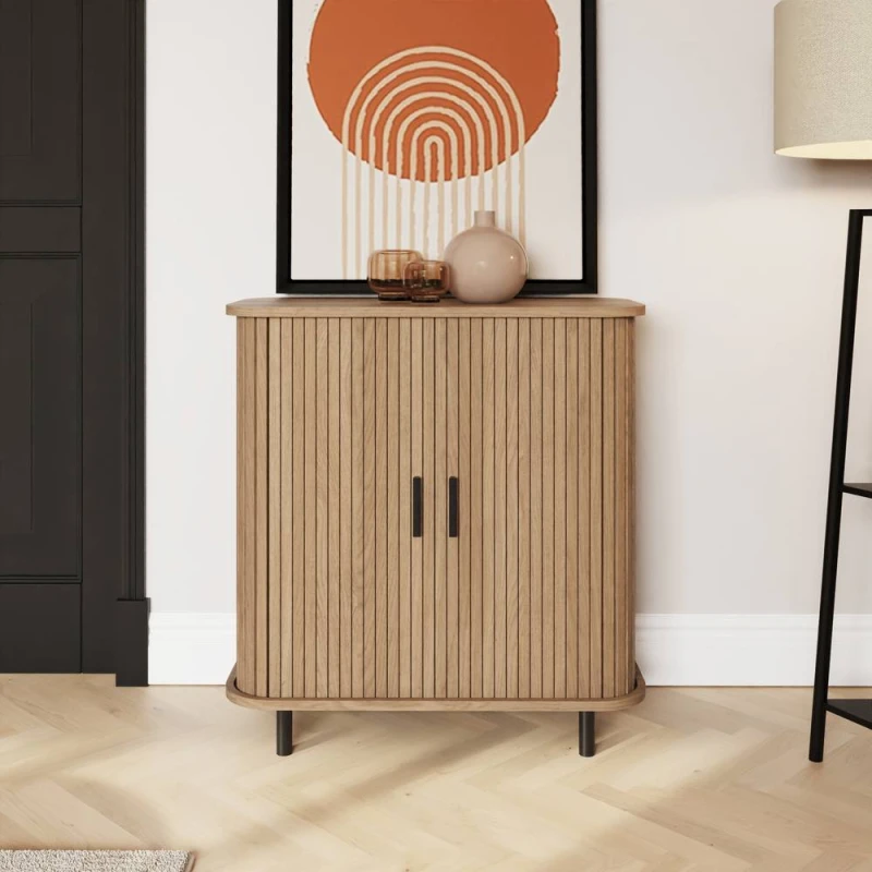 Image of GFW Omari Compact 2 Door Sideboard in Light Oak Light Oak Unisex