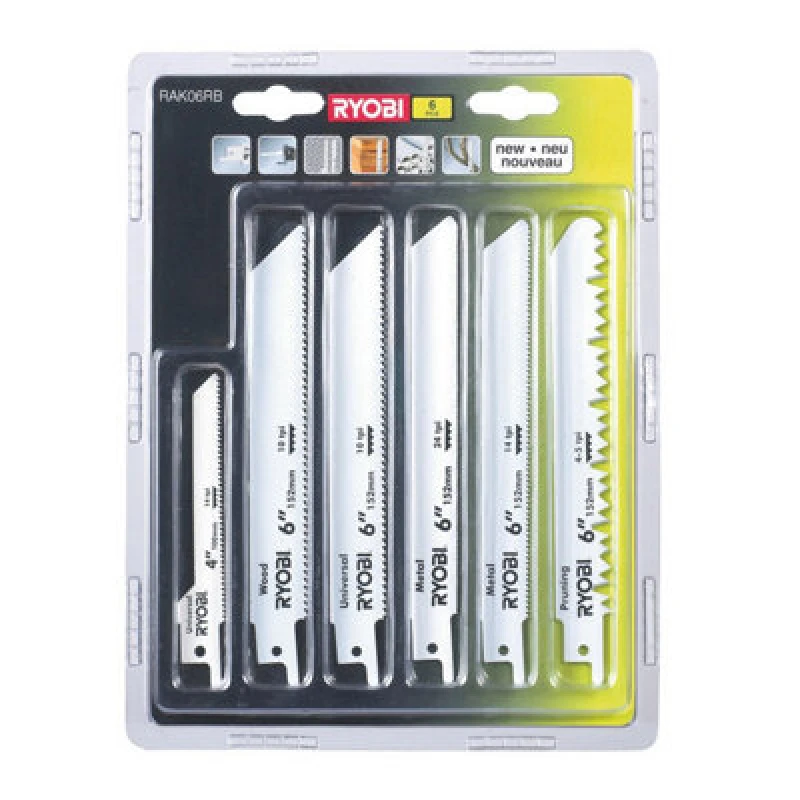 Image of Ryobi 6 Piece Recip Blade Kit RAK06RB - Ryobi 5132002547