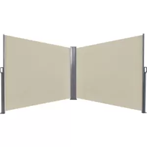 Image of Outsunny - Retractable Double Side Awning Screen Fence Privacy Beige, 6x1.6m