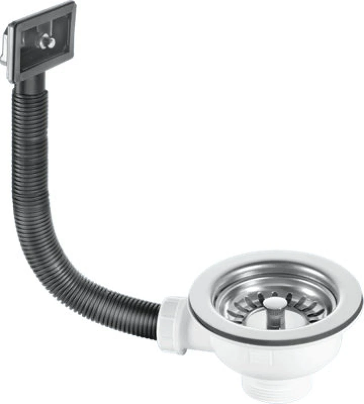 Image of McAlpine BWSTOFRS 1.5" Basket Strainer Waste and Overflow: 113mm Stainless Steel Flange: Stemball Plug: Rectangular Overflow Grid: Centre Pin Model Si