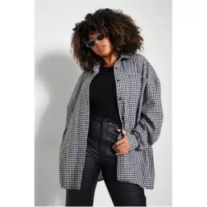 Image of I Saw It First Plus Size Oversized Check Shirt - Black