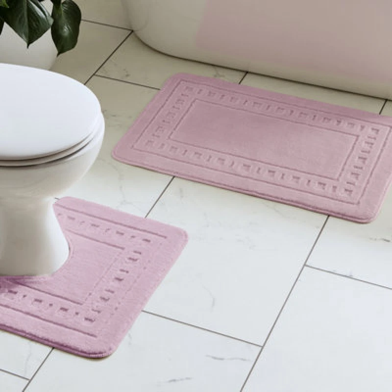 Image of Catherine Lansfield Catherine Lansfield 'Armoni' Bath Mat and Ped Set in Pink Pink One Size Unisex 5057681139470