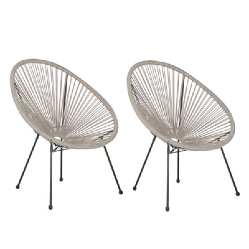 Image of Beliani Set Of 2 Garden Chairs Acapulco Ii Pe Rattan Light Grey