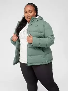 Image of adidas Helionic Hooded Jacket (Plus Size) - Dark Green, Dark Green, Size 4X, Women
