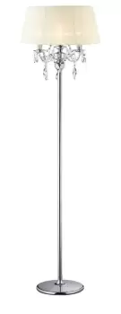 Image of Olivia Floor Lamp with Ivory Cream Shade 3 Light Polished Chrome, Crystal