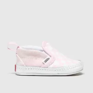 Image of Vans White & Pink Slip-on V Crib Girls Baby Trainers