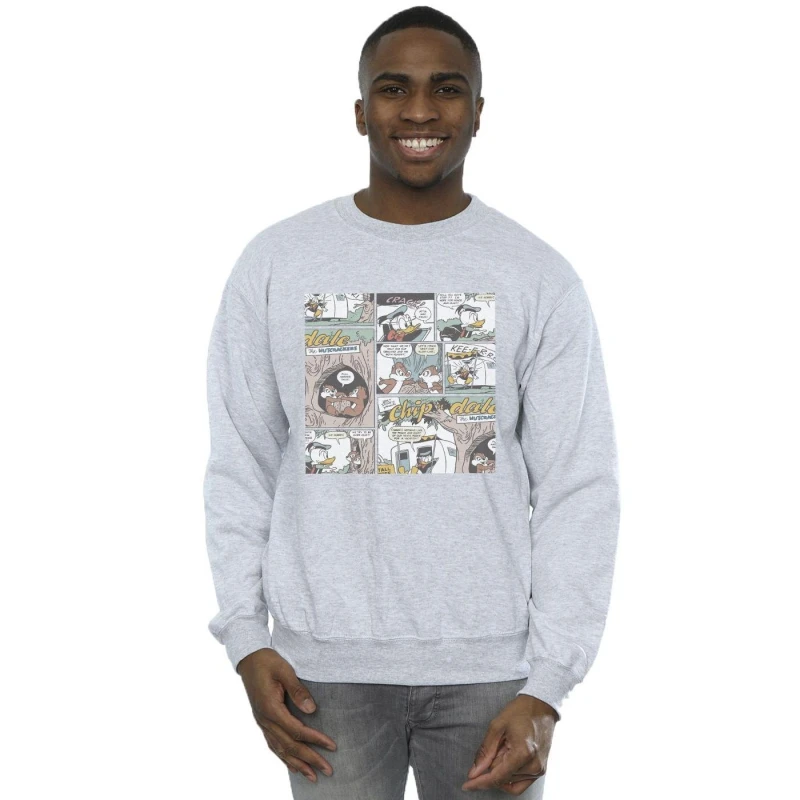 Image of Disney Men Chip 'n Dale Comic Sweatshirt in Grey Size: Small Grey S Male 5063283619081