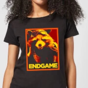 Image of Avengers Endgame Rocket Poster Womens T-Shirt - Black - M