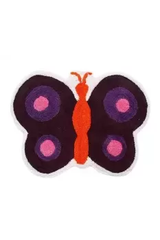 Image of Cotton Tufted Washable Purple Butterfly Children Rug