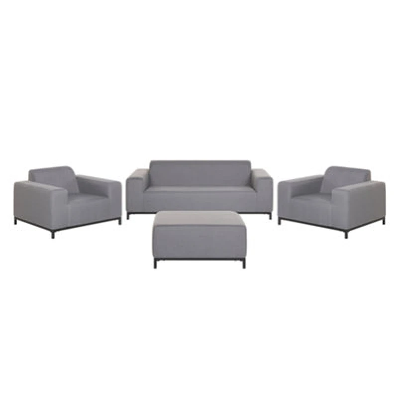 Image of BELIANI Beliani - Modern 4 Piece Outdoor Indoor Conversation Set Grey Fabric Black Legs Rovigo 252583
