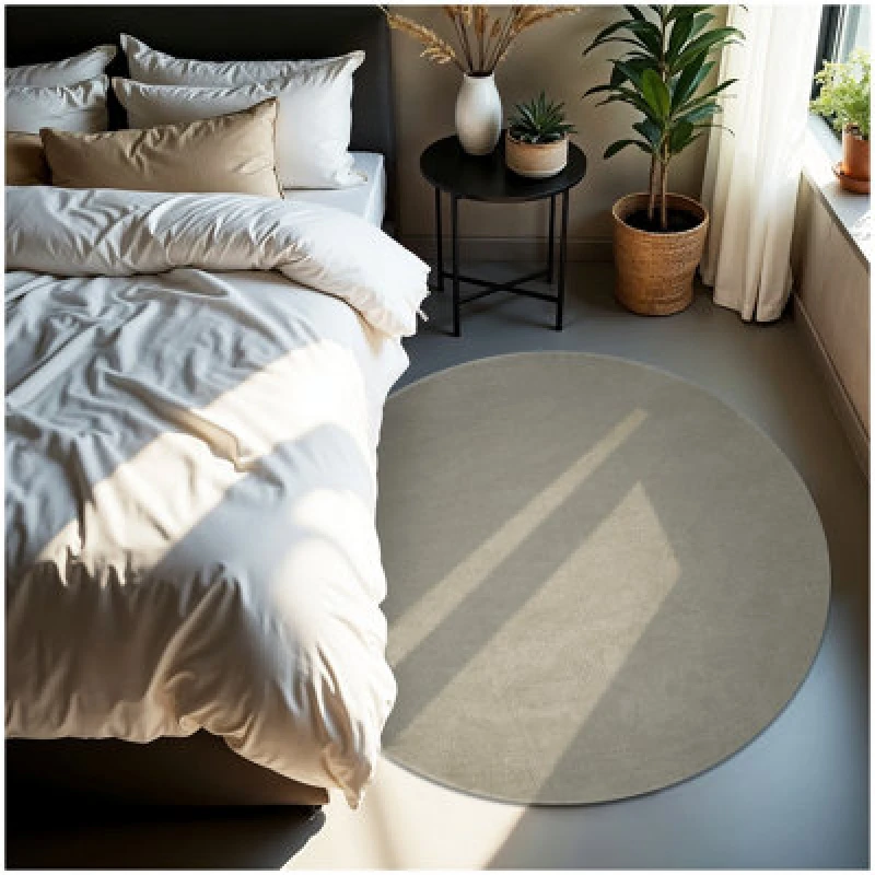 Image of Tectake Rug Zonelle - Short Pile And Ultra-Soft, Rectangular Or Round 120 Cm - Sand
