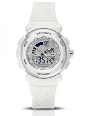 Image of Sekonda Ladies Dual Display White Plastic Strap Watch 2424