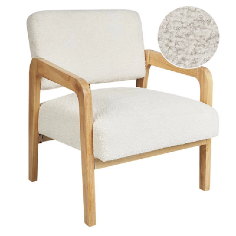 Image of Beliani Retro Armchair Hjo Boucle Off-White