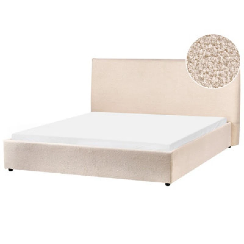 Image of Beliani Bed Boucle Lavaur 160 X 200 Cm (Eu King Size) Beige