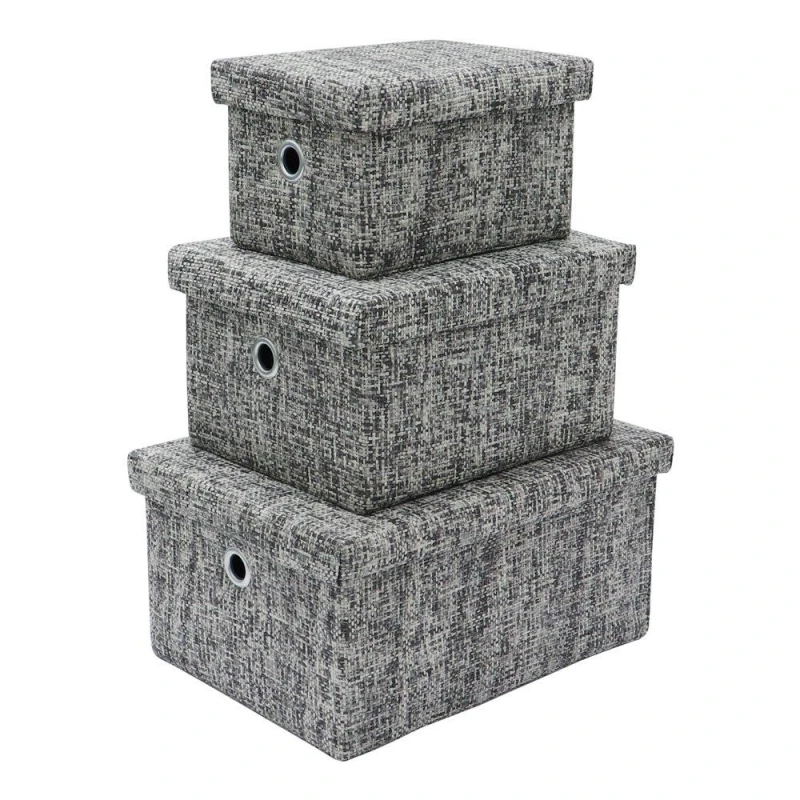 Image of JVL Urban Set of 3 Lidded Rectangular Storage Boxes Grey unisex Set