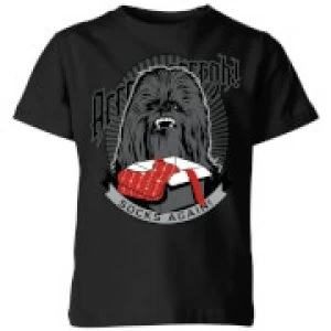 Image of Star Wars Chewbacca Arrrrgh Socks Again Kids Christmas T-Shirt - Black - 7-8 Years