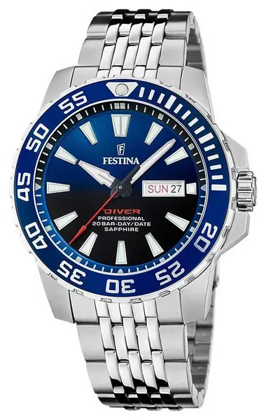 Image of Festina F20661/1 Mens Diver (45mm) Blue Dial / Stainless Watch